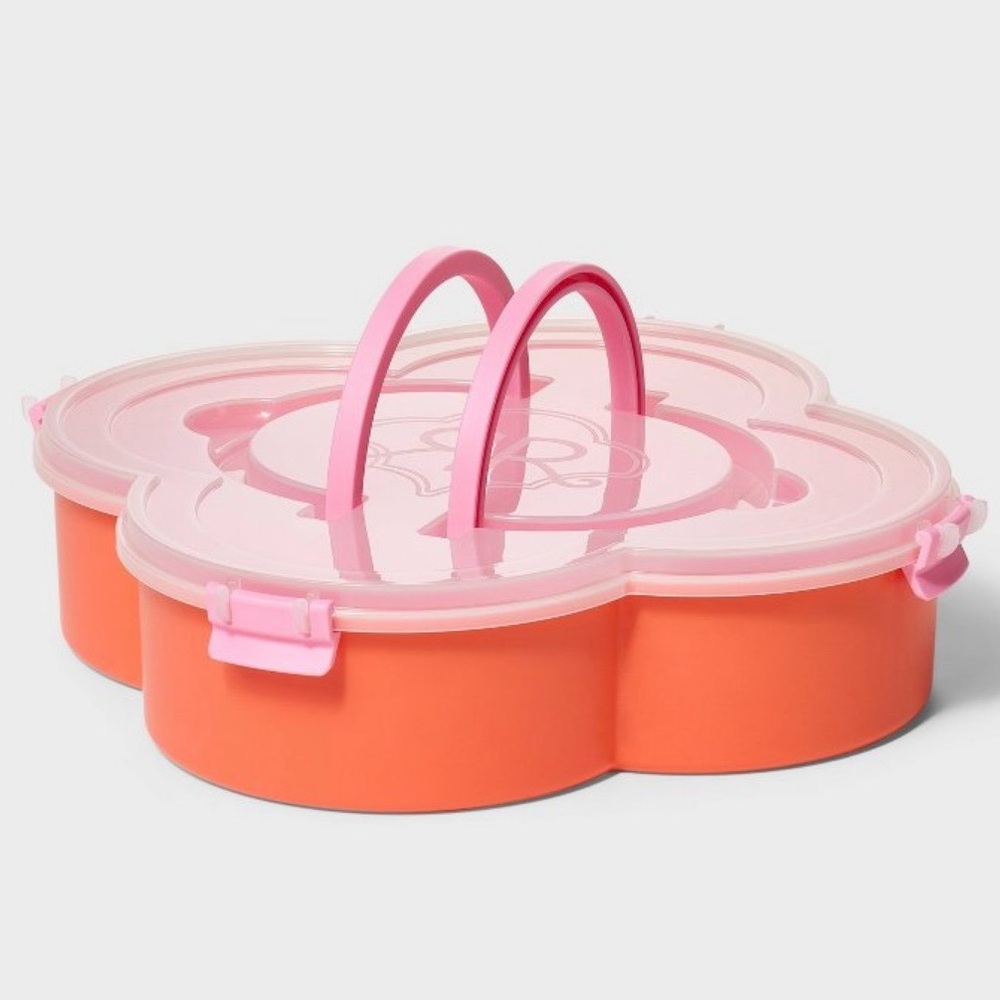 Roller Rabbit Coral & Target Pink Flower Snackackle Box with Double Handle